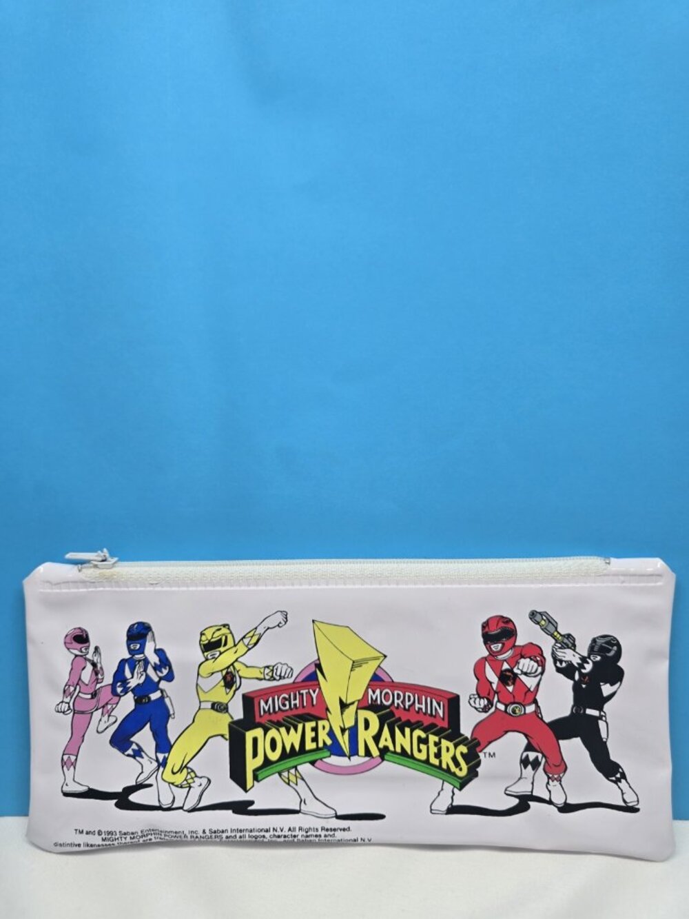 VINTAGE 1993 MIGHTY MORPHIN POWER RANGERS ZIPPERED PENCIL POUCH STORAGE CASE